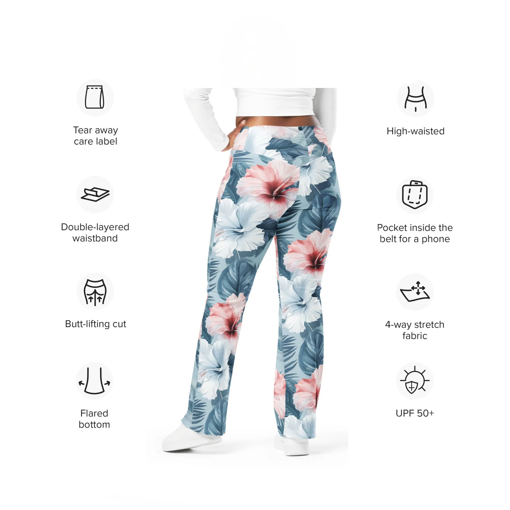 Recycled Flare leggings - Summer Hibiscus