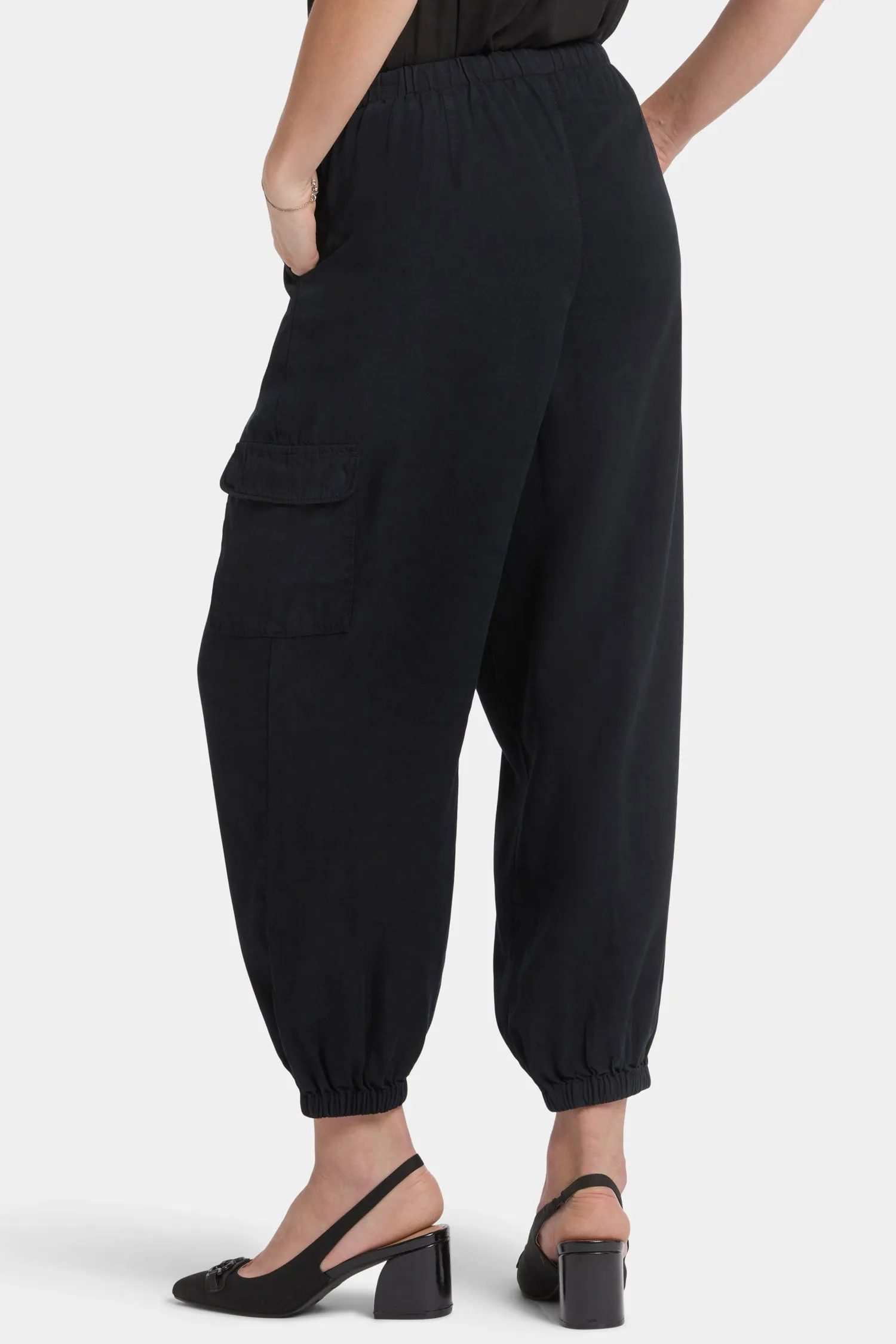 Relaxed Cargo Ankle Pull-On Pants - Overdye Black