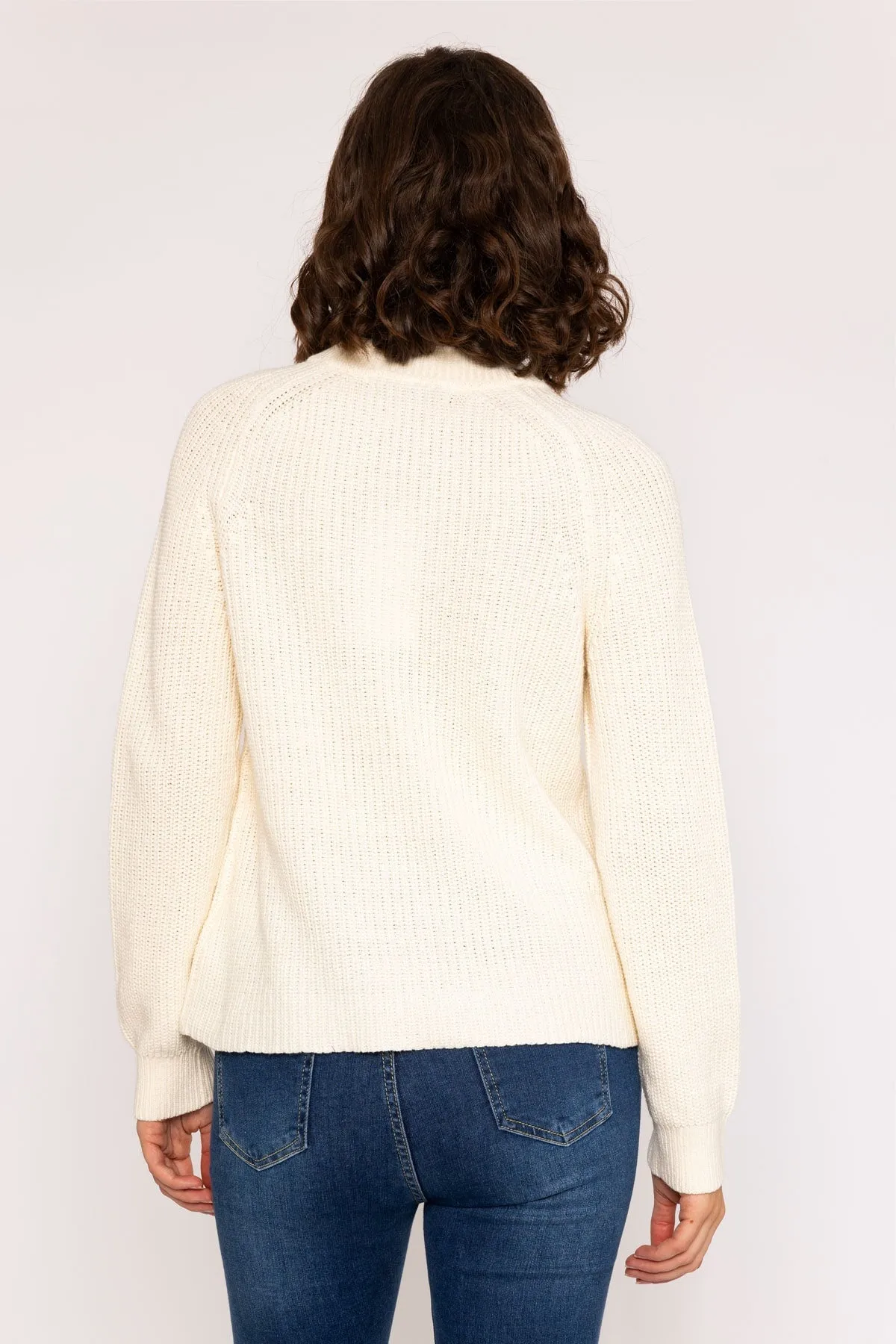 Rib High Neck Knit Jumper in Ivory