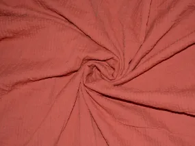 Rust Red Stripes Embroidered Cotton Fabric