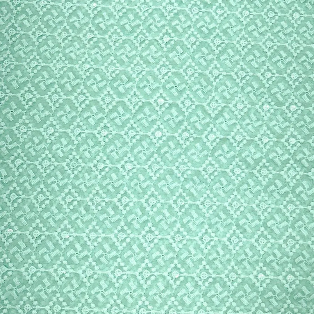 Sea Green Traditional Chikankari Georgette Fabric