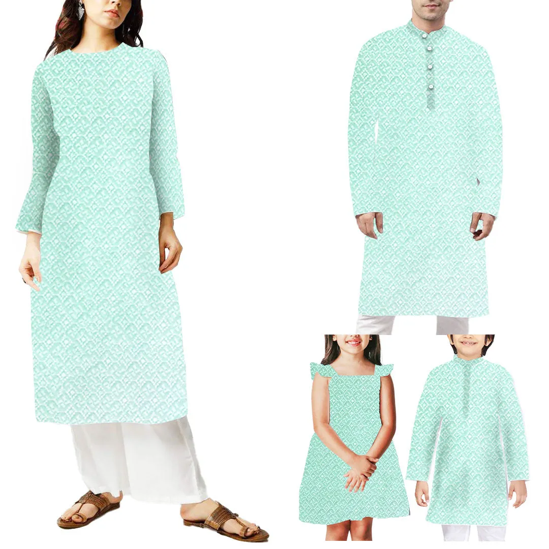 Sea Green Traditional Chikankari Georgette Fabric