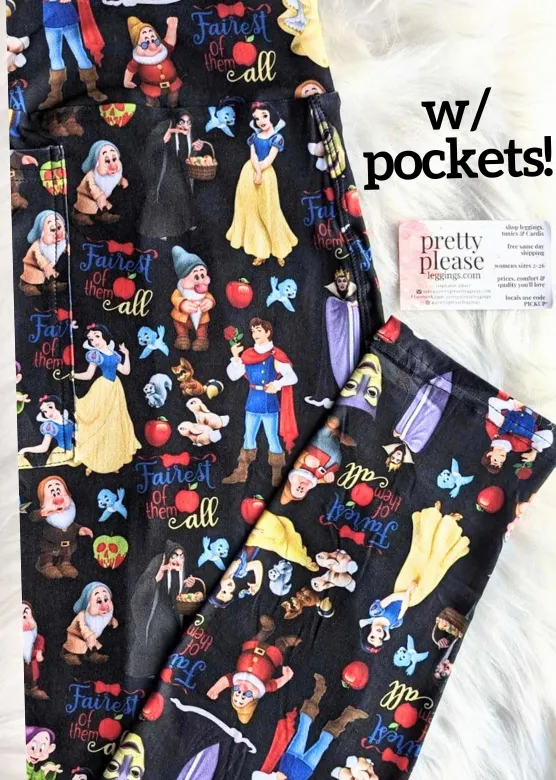 Snow White 7 Dwarfs Super SOFT Leggings Disney Magic Kingdom Princess plus rts