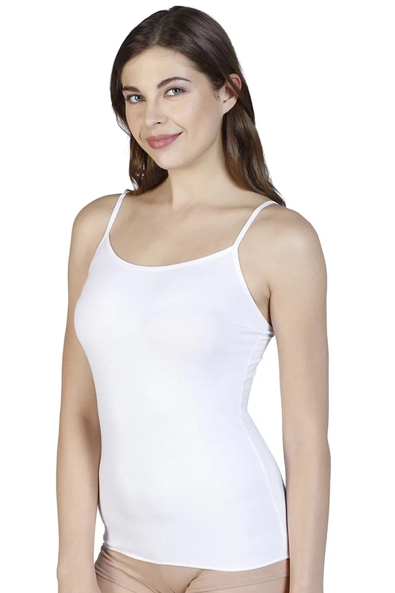 Spaghetti Strap Body Hugging Modal Camisole (Pack of 2) - Nude-White