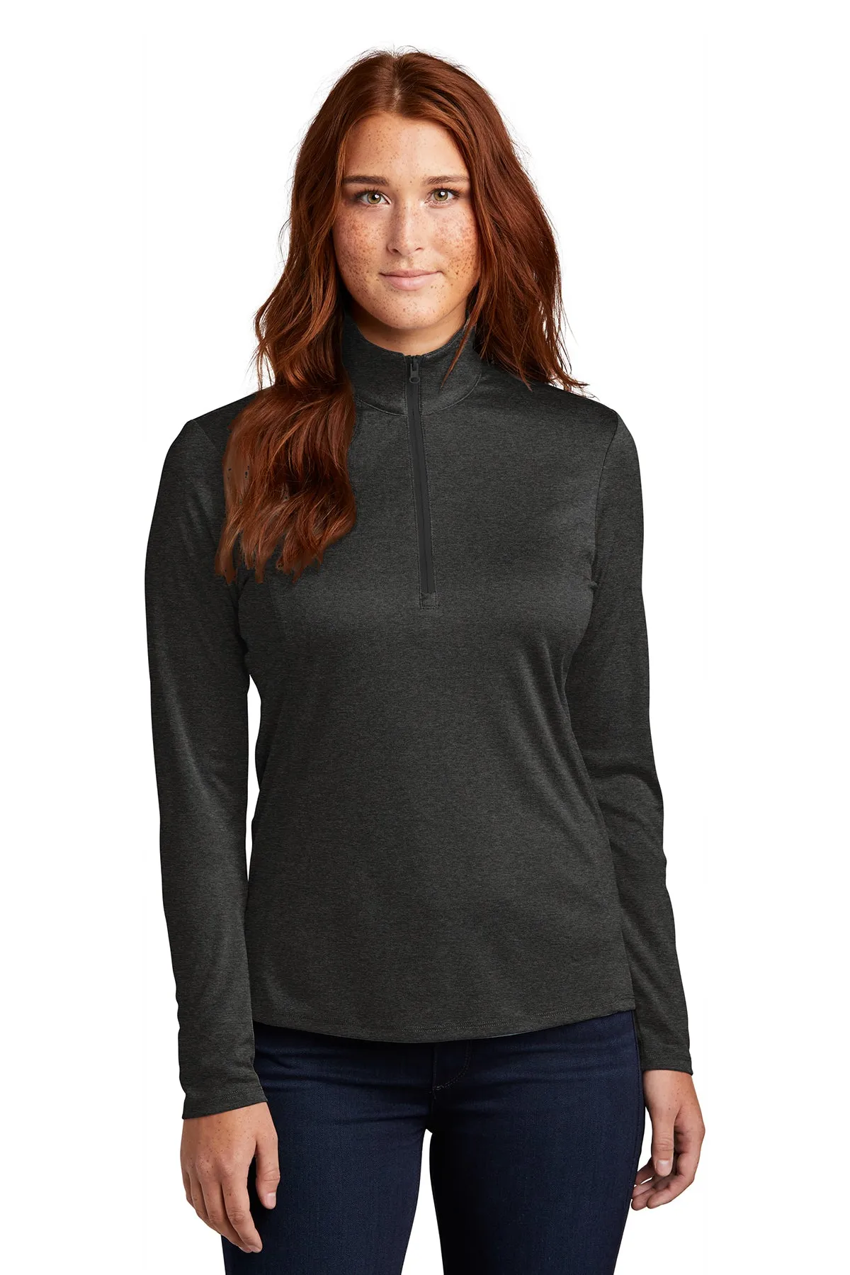 Sport-Tek Ladies Endeavor Customized 1/4-Zip Pullovers, Black Heather