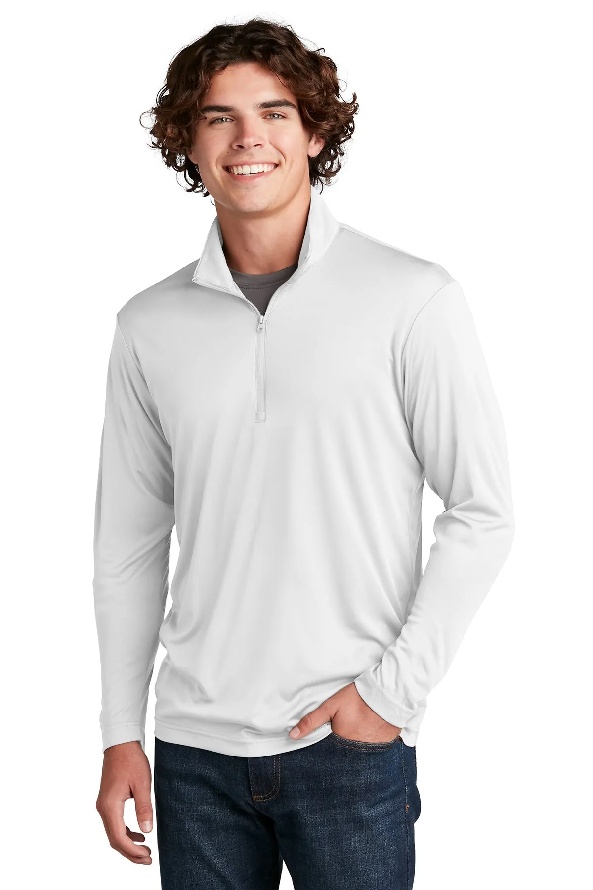 Sport-Tek PosiCharge Competitor Branded 1/4-Zip Pullovers, White