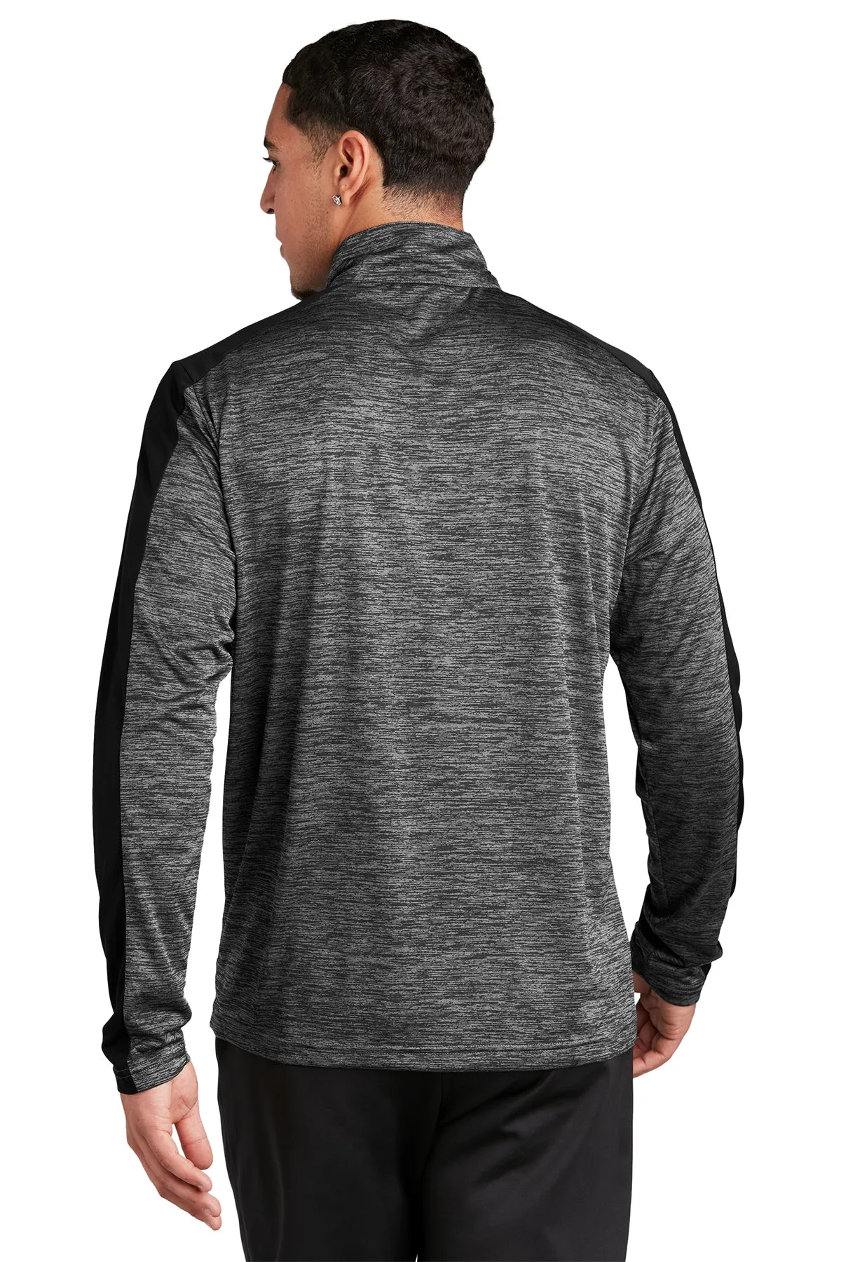 Sport-Tek PosiCharge Electric Heather Colorblock Customized 1/4-Zip Pullovers, Grey-Black Electric/ Black