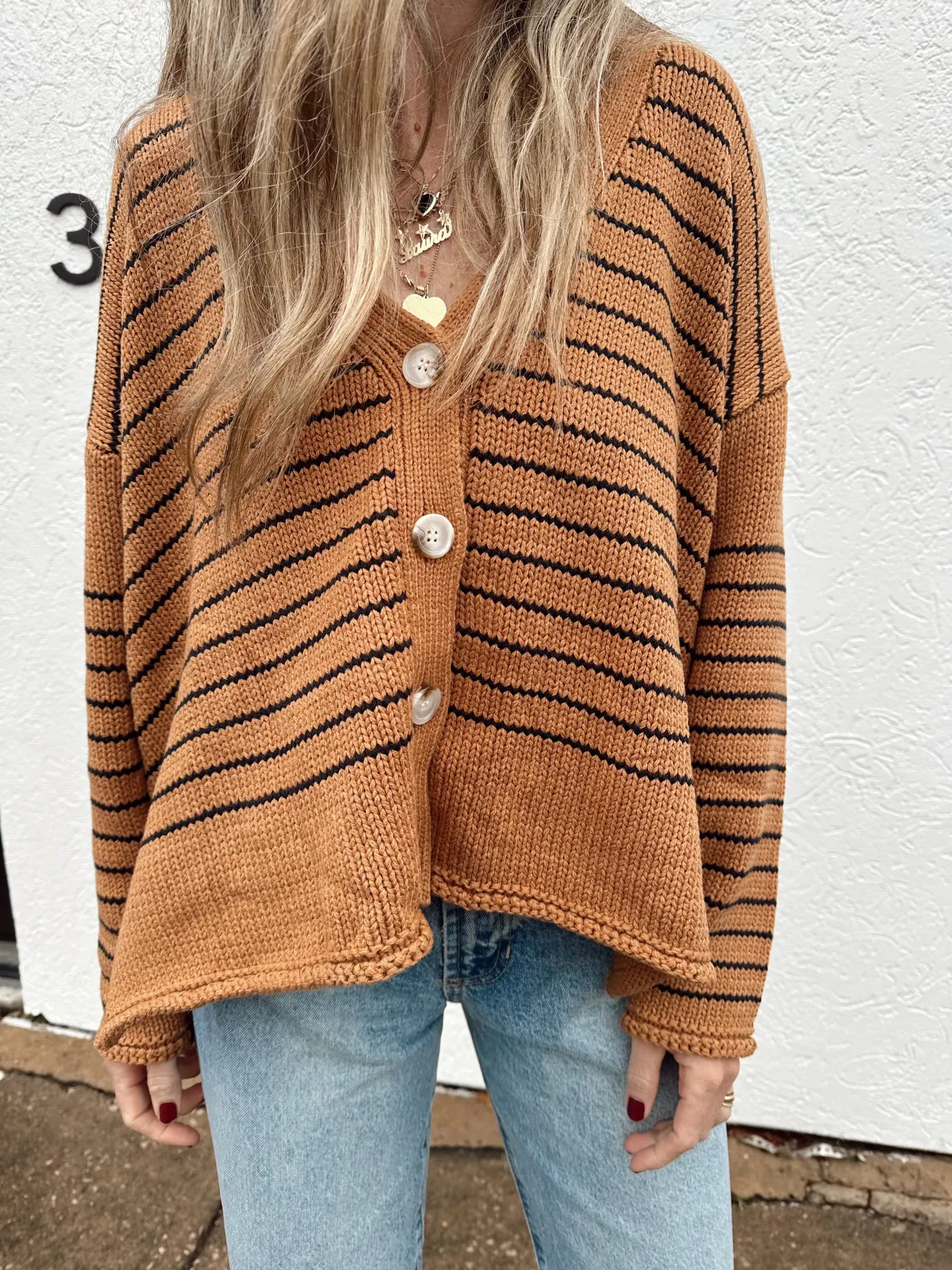 Striped Long-Sleeved Cardigan