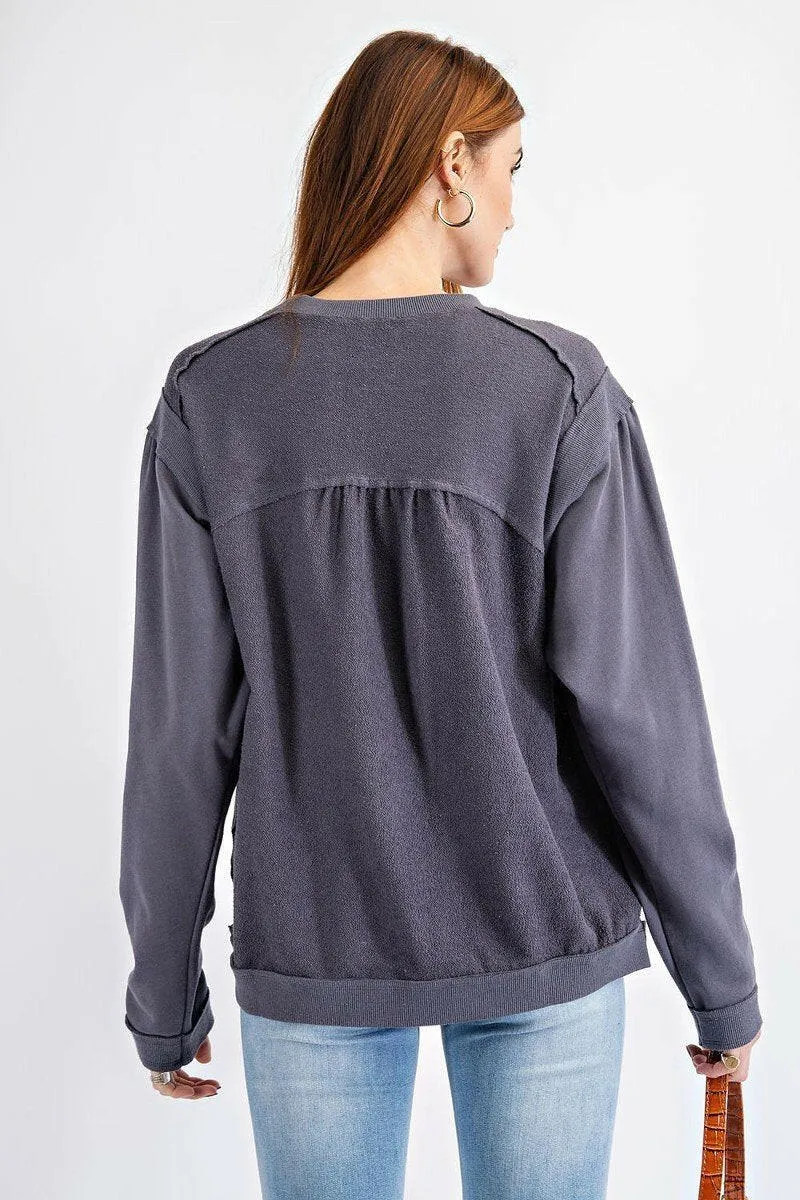 Terry Knit Loose Fit Pullover