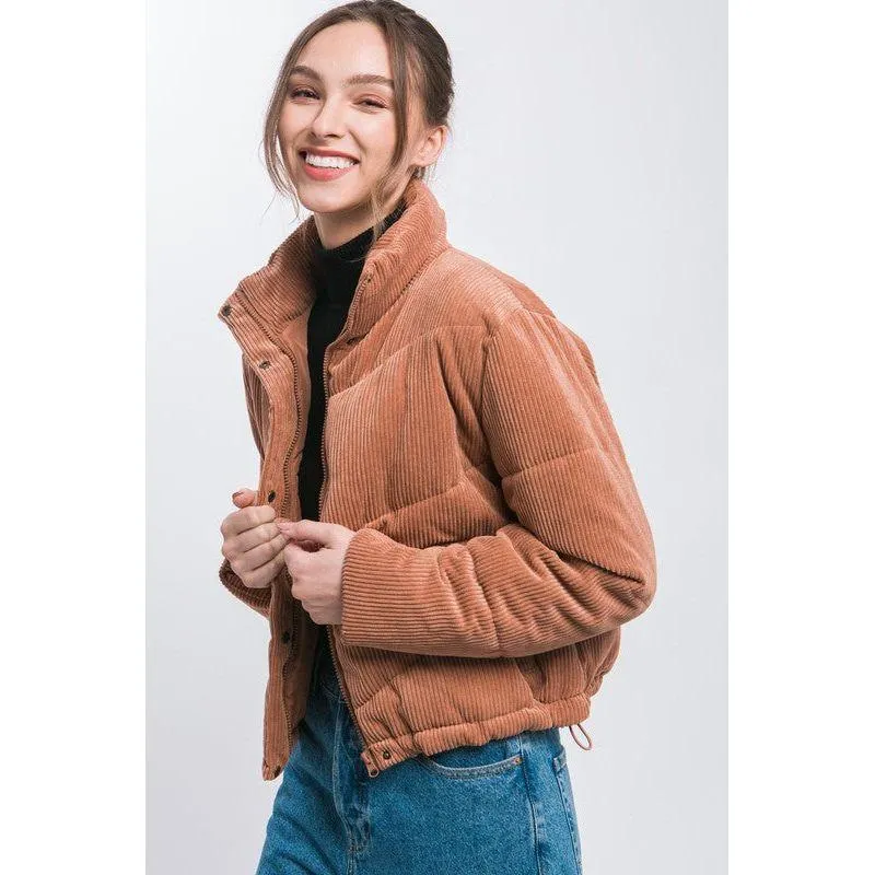 The Corduroy Puffer Jacket with Toggle Detail