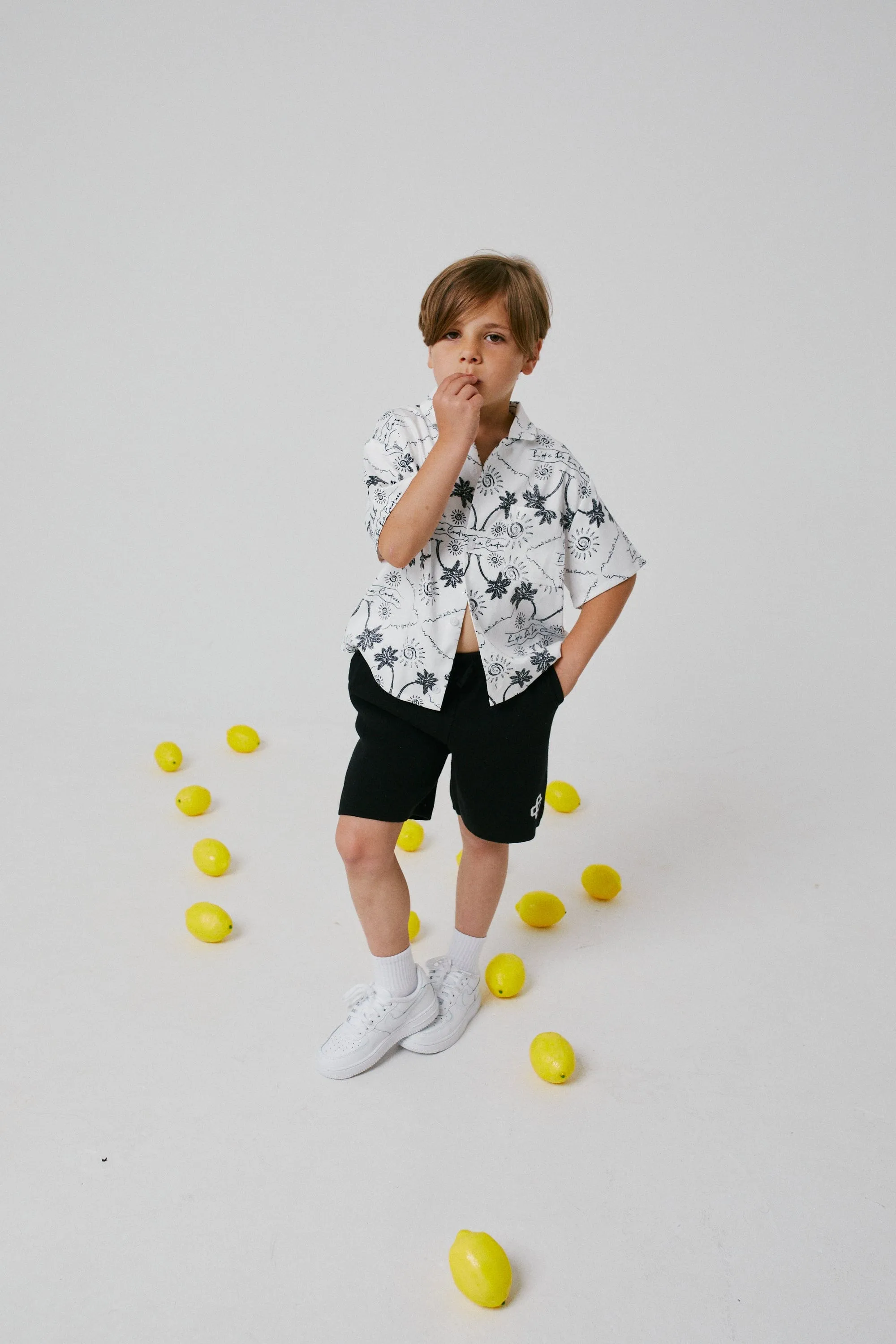 The Couture Club Kids Palm Print Embroidered Shirt in White