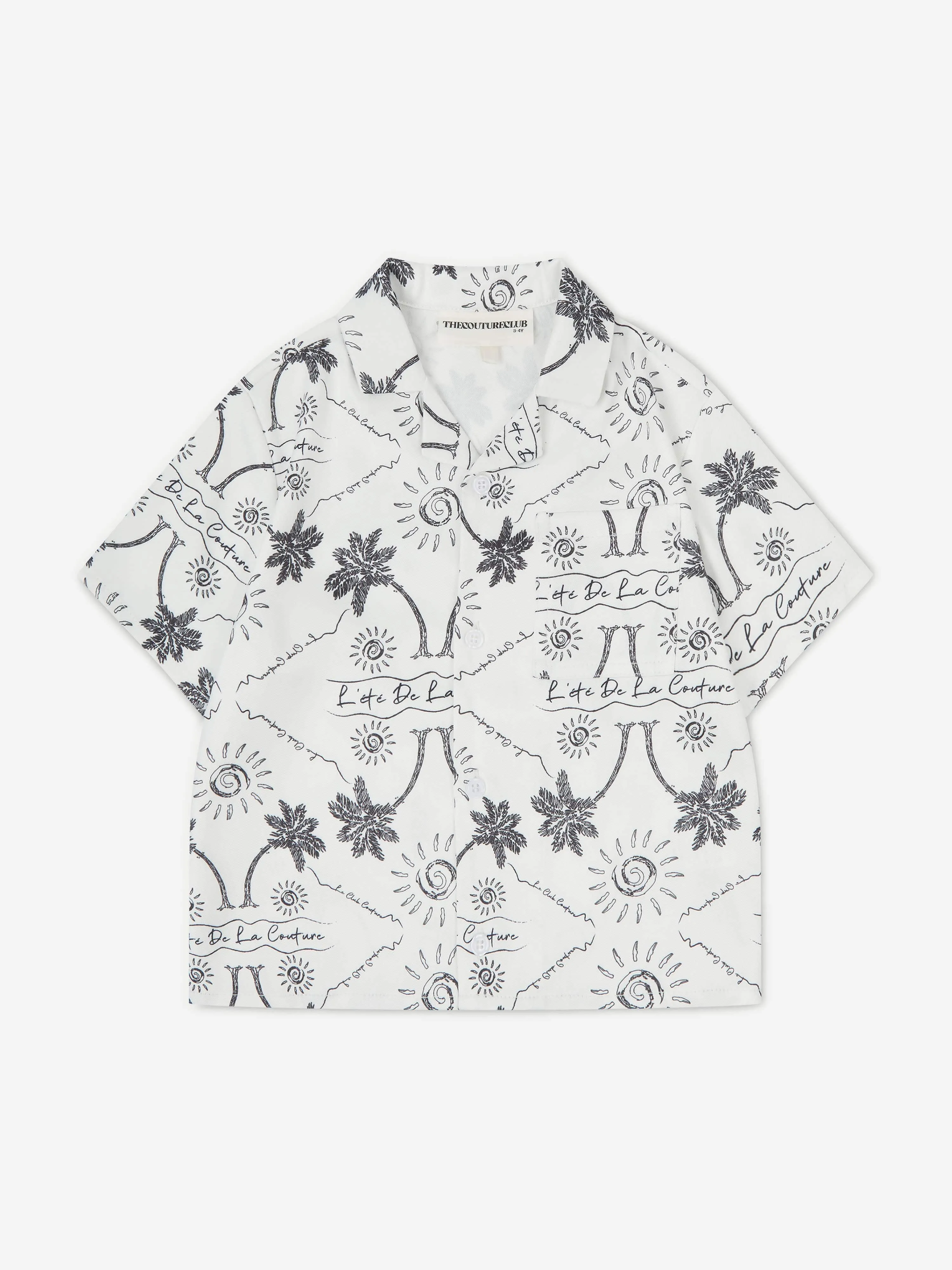 The Couture Club Kids Palm Print Embroidered Shirt in White