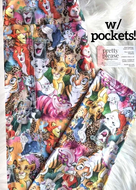 The Disney Cats Super SOFT Leggings Marie Cheshire Magic Kingdom Princess rts