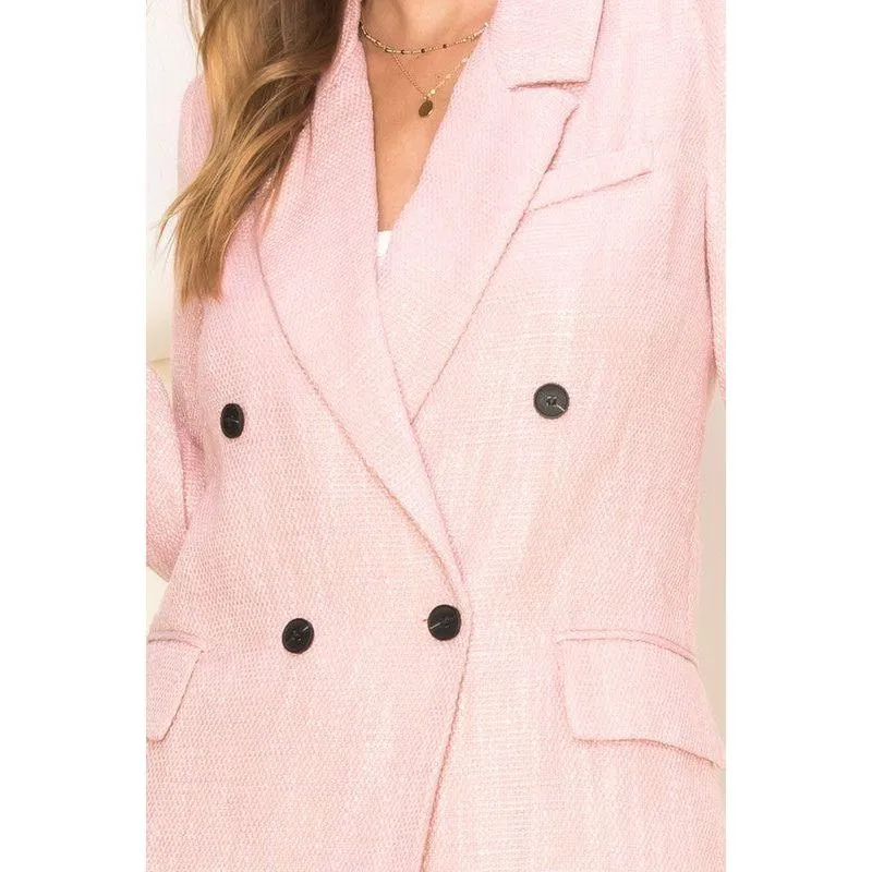 The Emmy Double-Breasted Blazer In Black, Cream, Lime, Or Pink