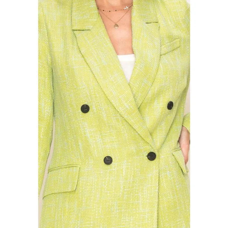 The Emmy Double-Breasted Blazer In Black, Cream, Lime, Or Pink