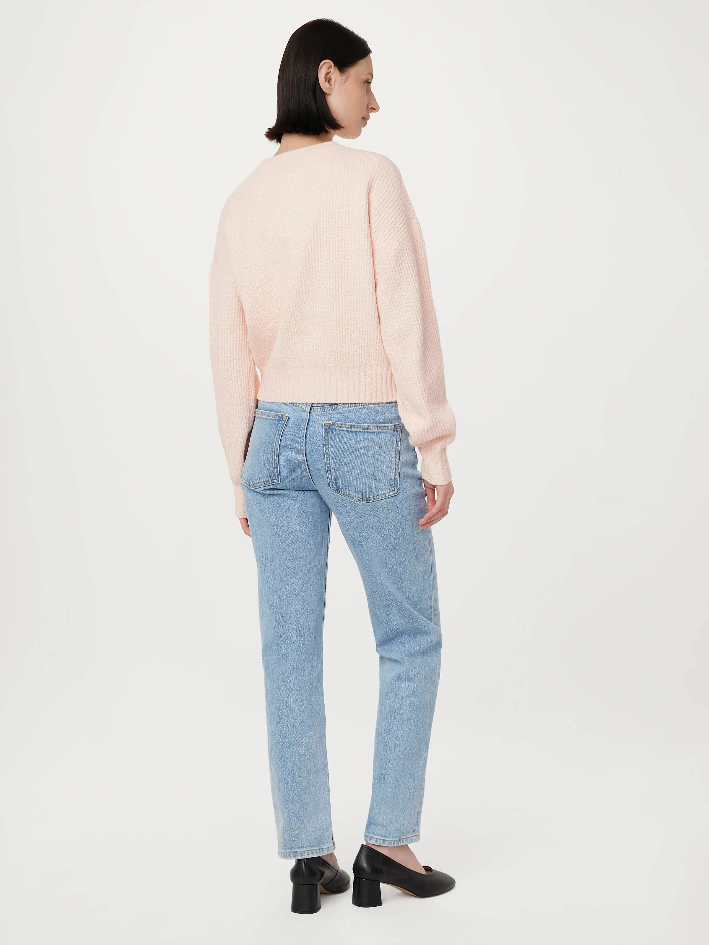 The Seawool® Crewneck Cardigan in Light Peach