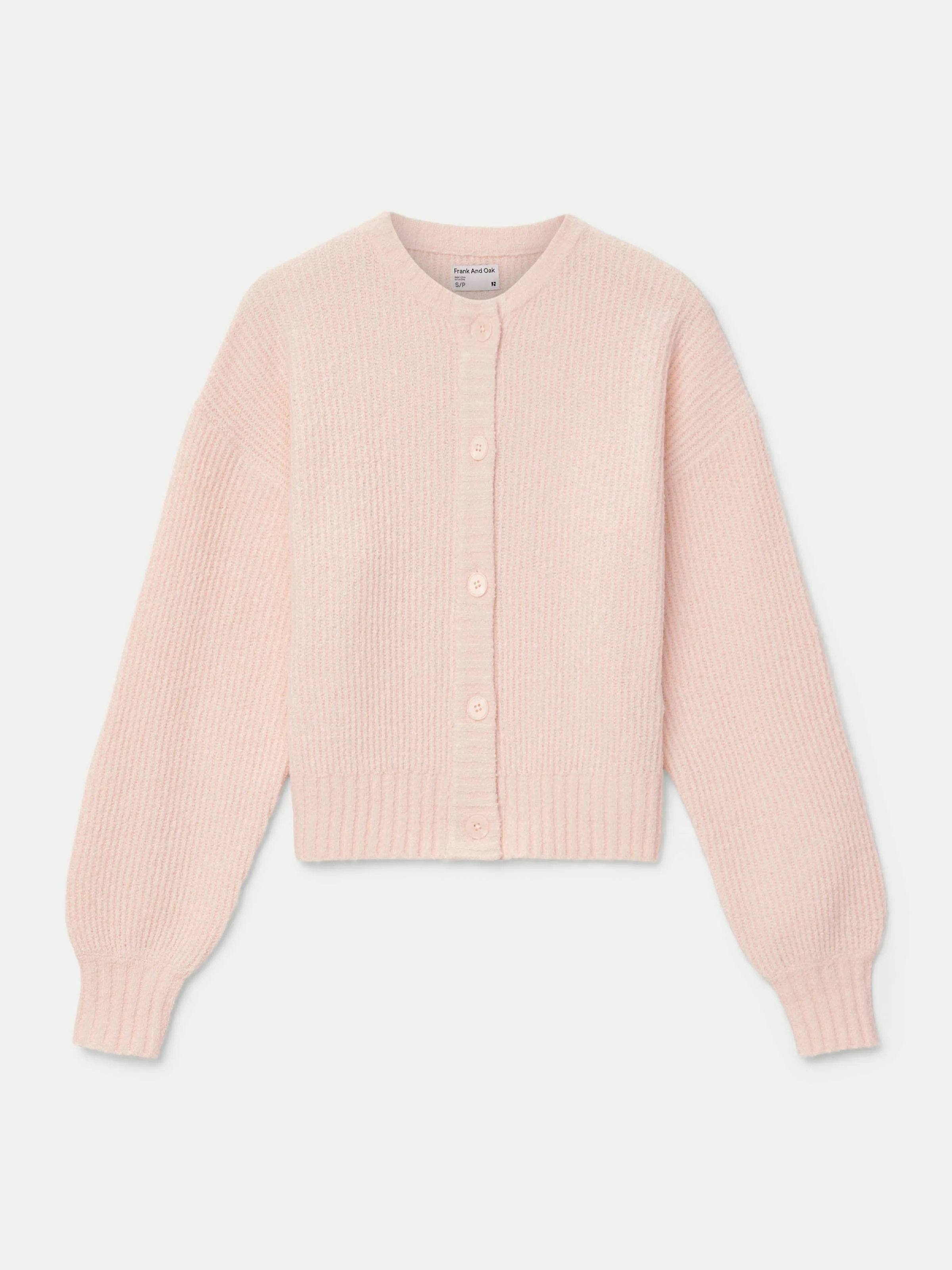 The Seawool® Crewneck Cardigan in Light Peach