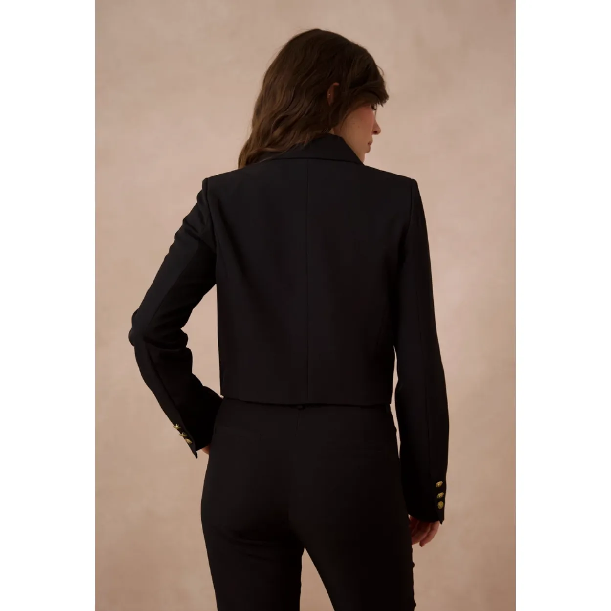 The Timeless Black Gold Button Blazer Jacket