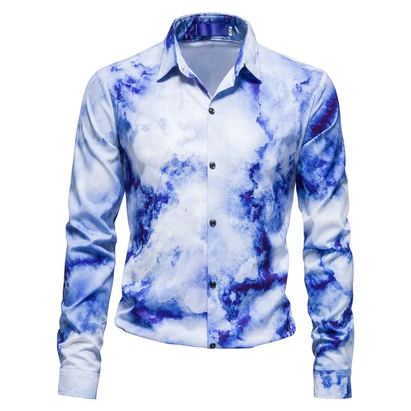 Tie Dye Long Sleeve Shirt for Men 2826