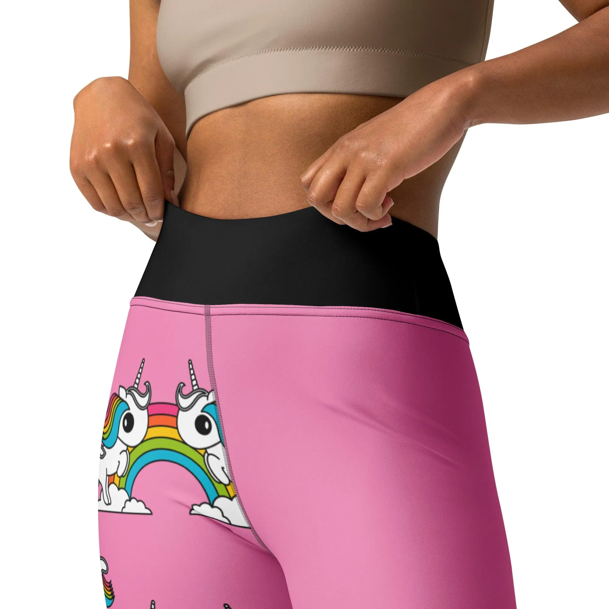 UNIQUE pink - Yoga Leggings with unicorns and rainbows