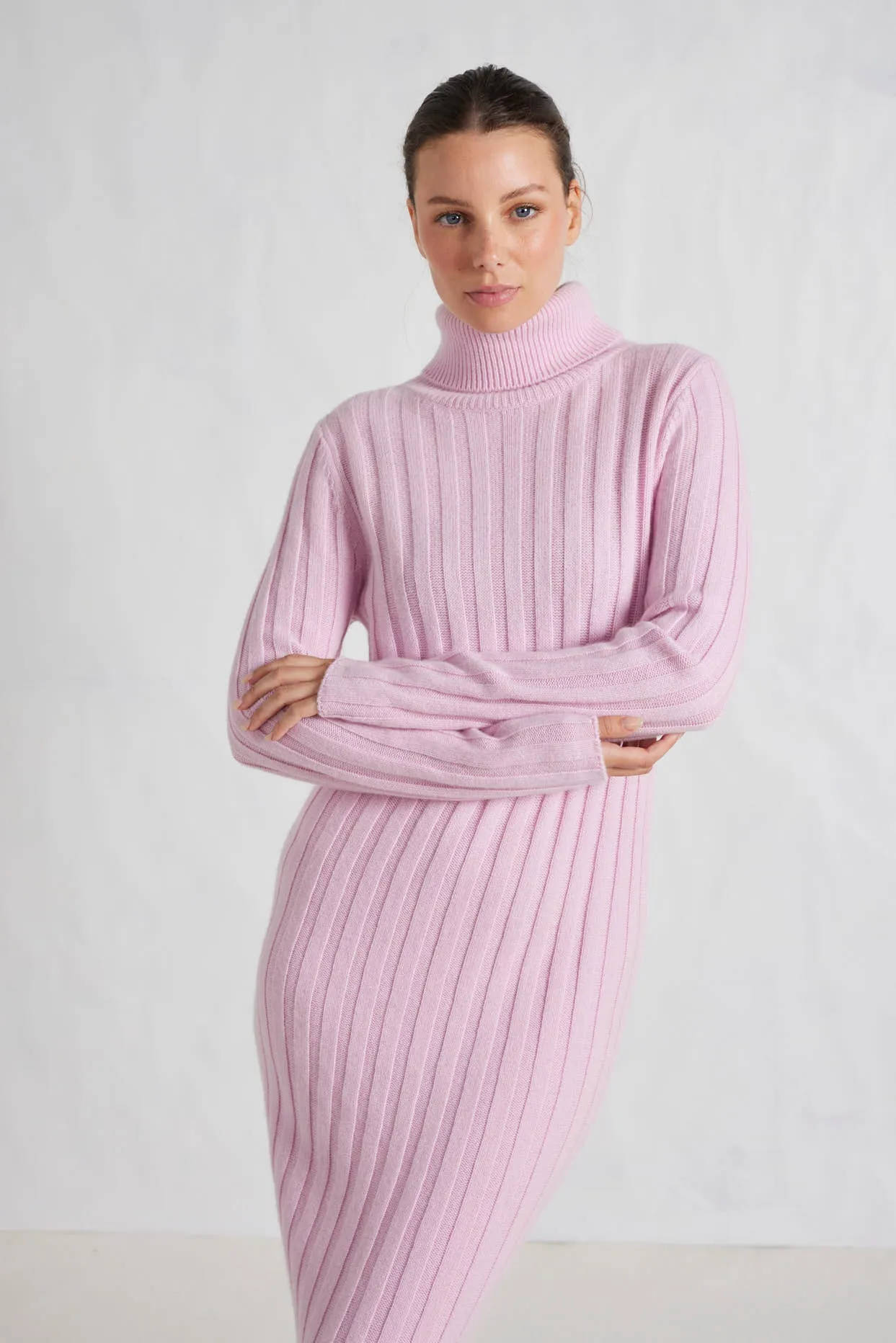 Valerie Merino Cashmere Polo Dress in Blossom