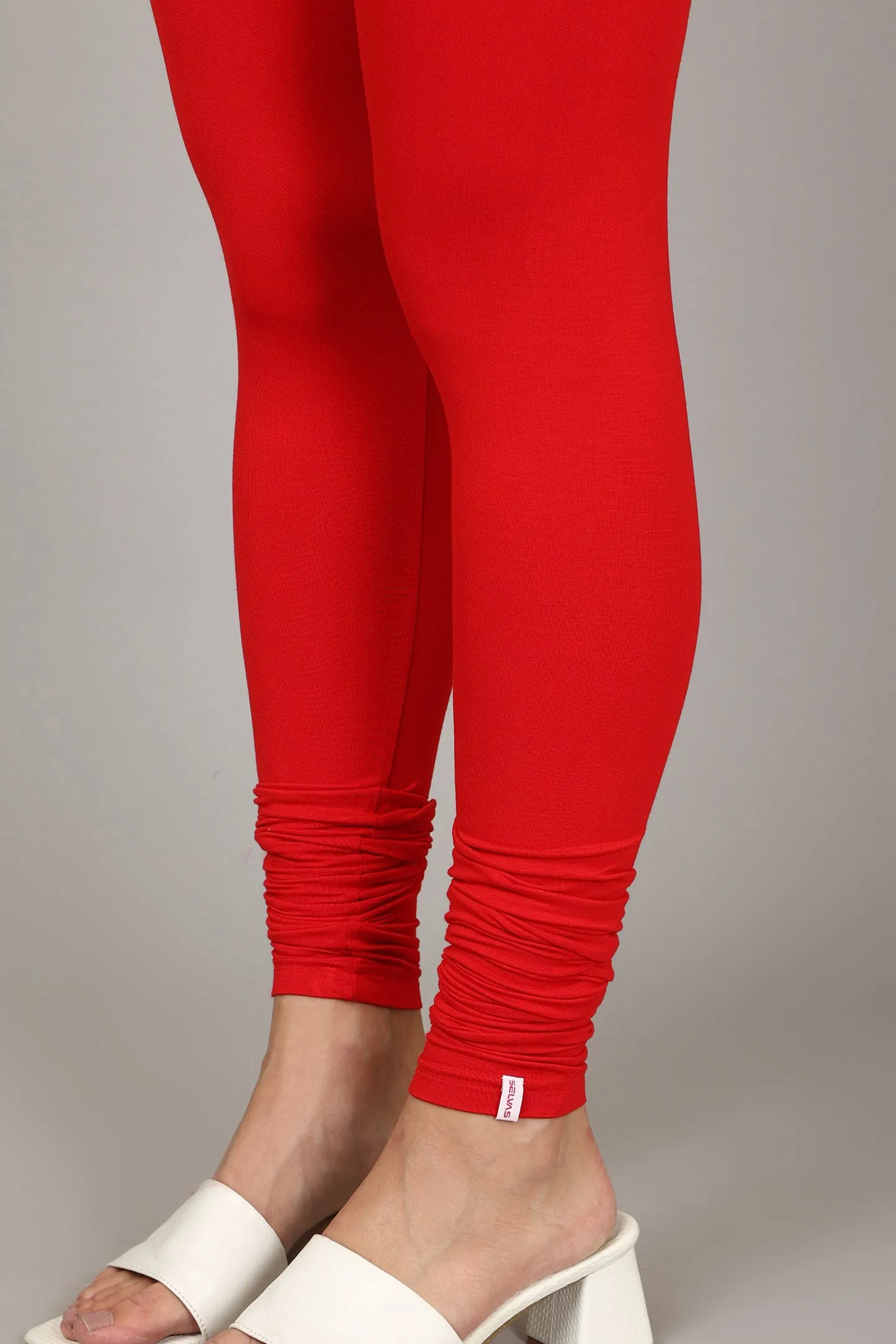 VISCOSE CHURIDAR LEGGINGS - RED