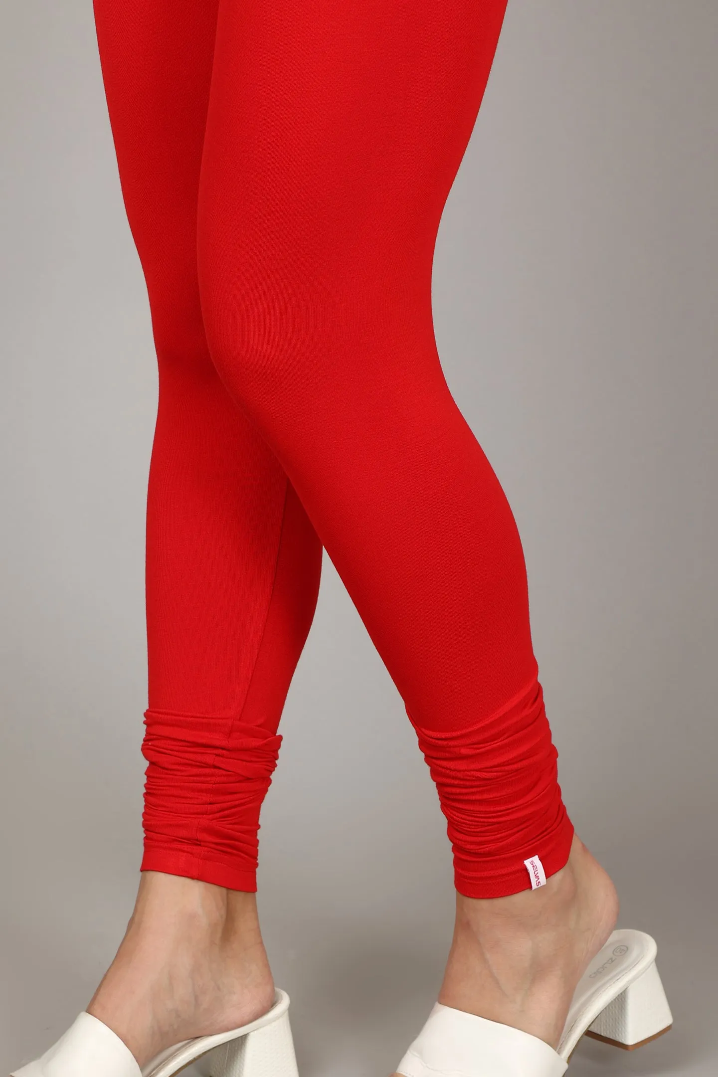 VISCOSE CHURIDAR LEGGINGS - RED