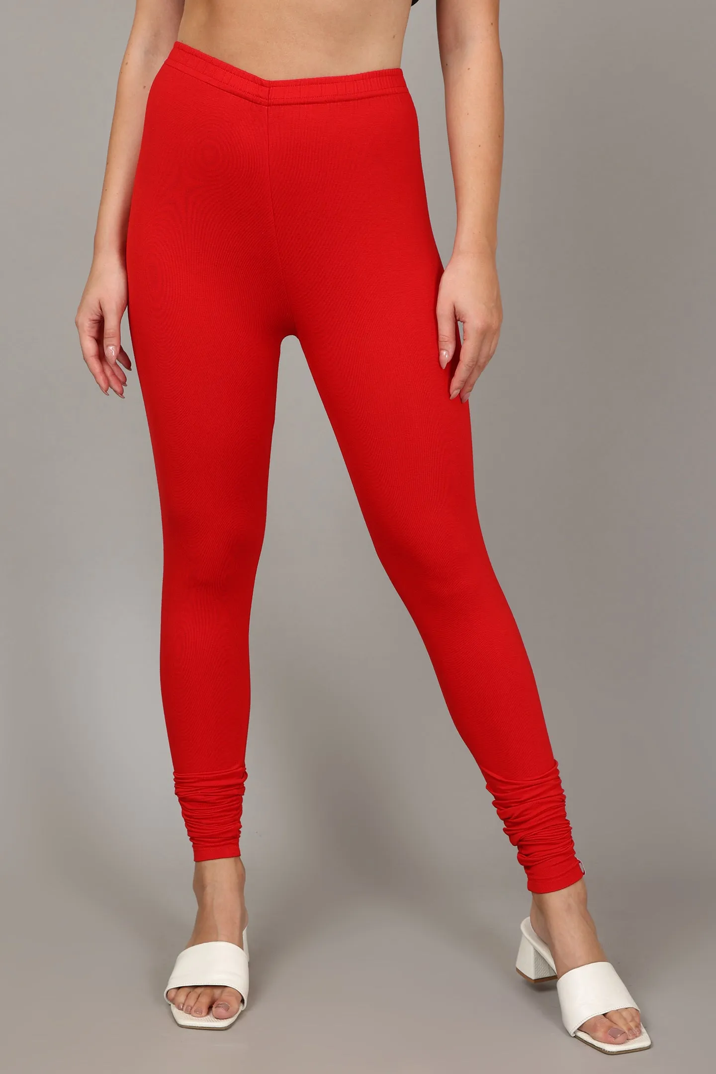 VISCOSE CHURIDAR LEGGINGS - RED