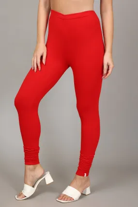 VISCOSE CHURIDAR LEGGINGS - RED