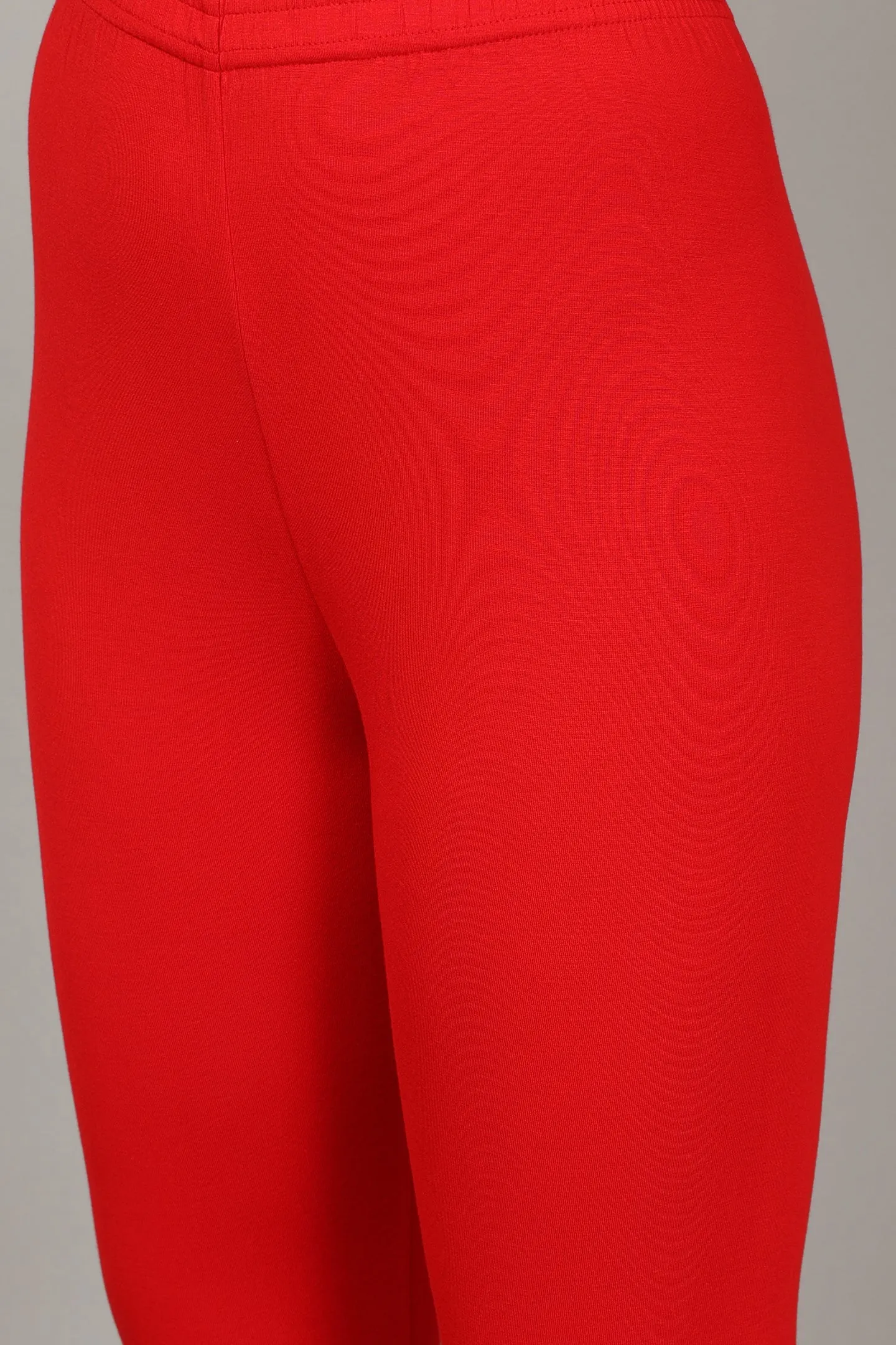 VISCOSE CHURIDAR LEGGINGS - RED