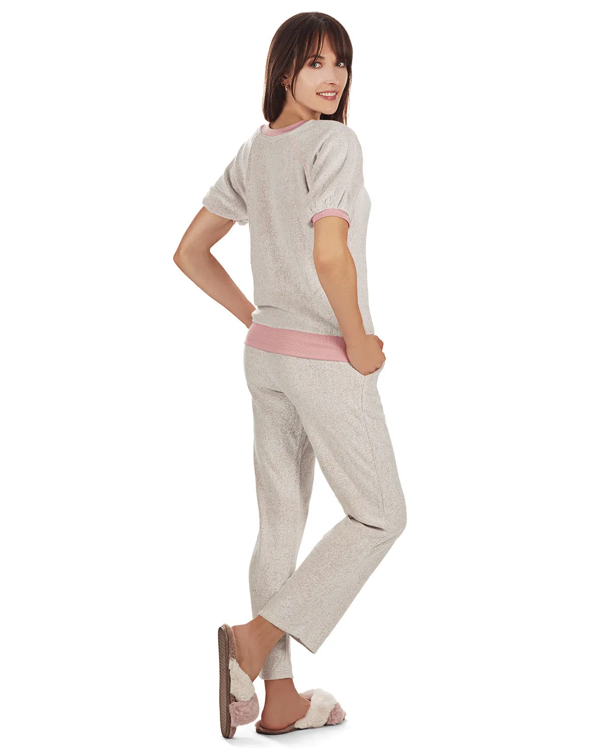 Women's Bamboo-Blend Spa Terry Matching Top and Pants Set