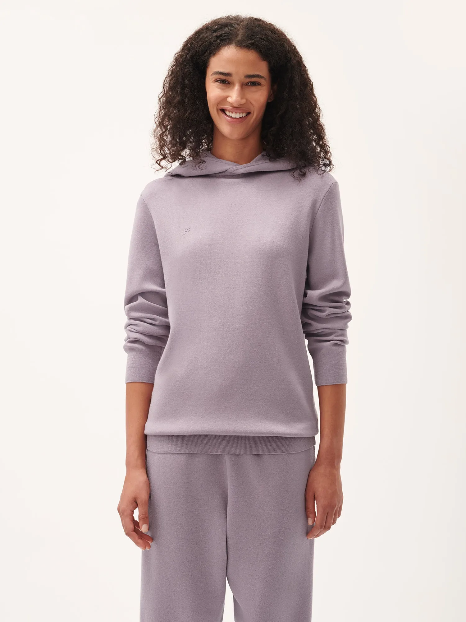 Womens DNA Regenerative Merino Wool Hoodie—raisin purple