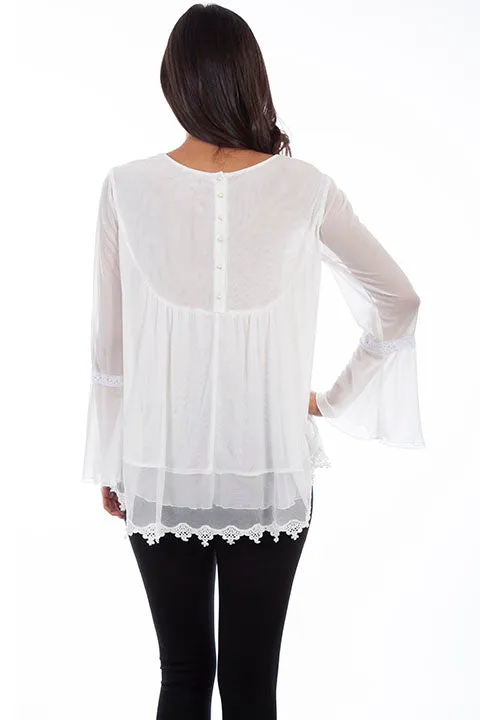 Women's Honey Creek Collection Blouse: Embroidered Tunic with Lace