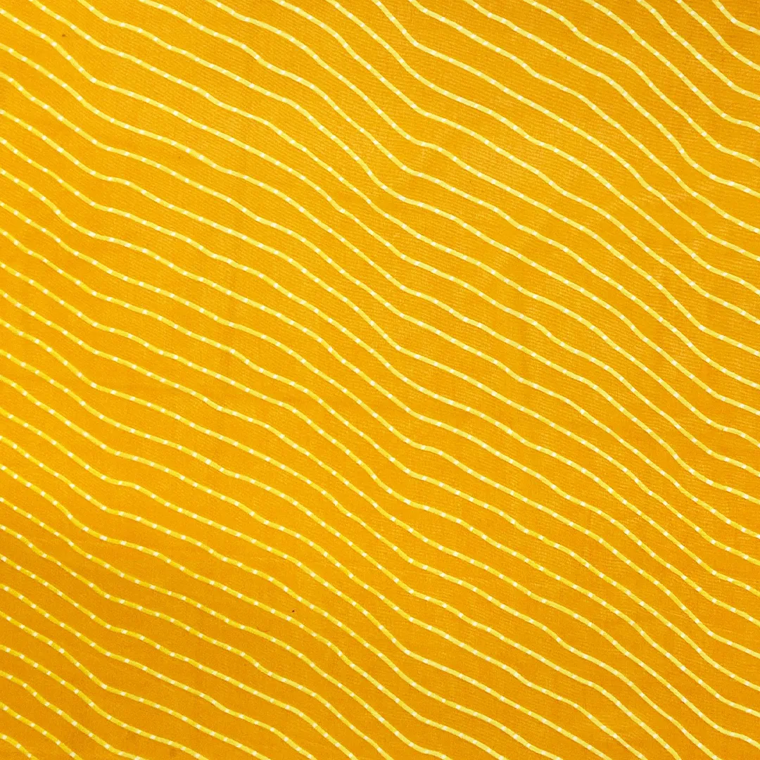 Yellow & White Stripes Printed Georgette Fabric