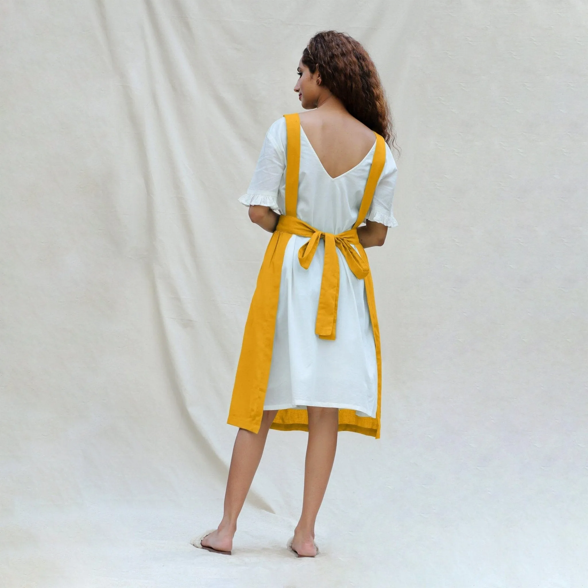 Yellow Cotton Flax Comfort Fit Apron