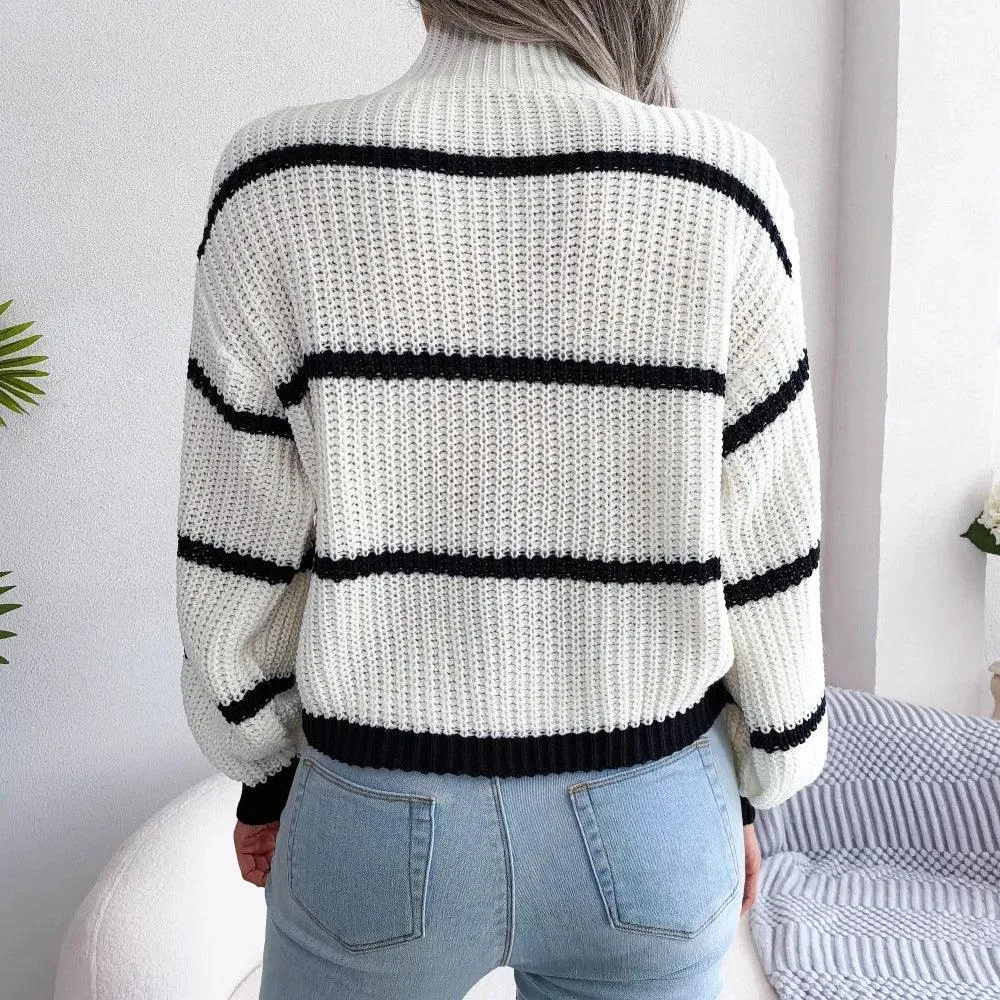 Zuma Striped Sweater in White